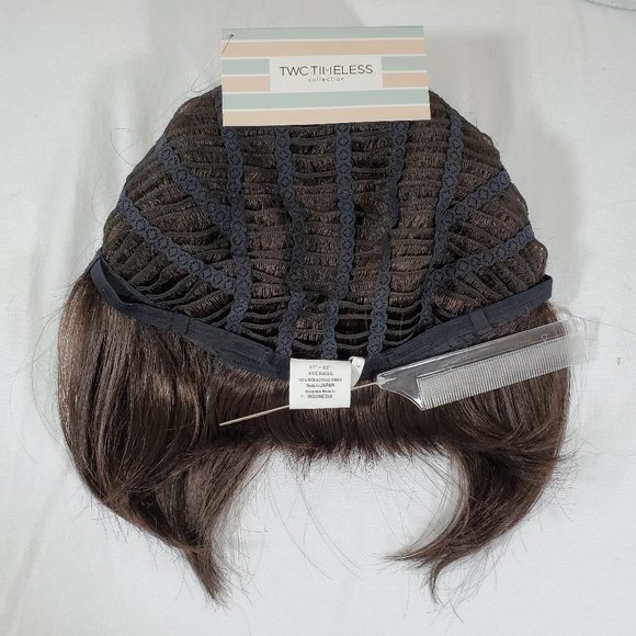 SOLD - The Wig Company Classic Chin-Length Flapper Bob with Bangs Dark Brown - Picture 15 of 16